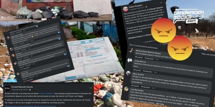 En las redes sociales, la gente hace las denuncias sobre el cobro exagerado del aseo y falta de limpieza en Soacha, por la Empresa Urbaser.