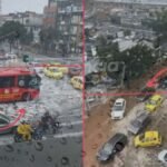 Así fue la piscina que se armó en Bogotá por lluvia y granizada, las vías quedaron tapadas