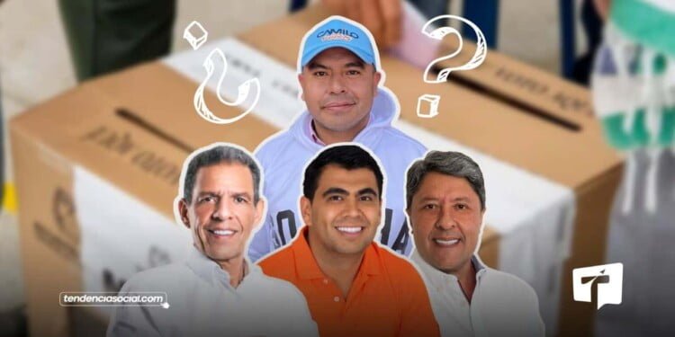Candidatos a la Alcaldía de Soacha, Camilo Nemocón, Mario Ballén, Jhon González, Julián 'Perico' Jr. | Foto | Composición: TendenciaSocial.com