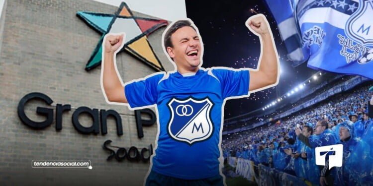 Hinchas aficionados de Soacha, por primera vez estuvieron cerca y acompañaron a los jugadores de Millonarios FC en una firma de autógrafos y fotos este viernes 5 de abril. Foto-Composición | TendenciaSocial.com