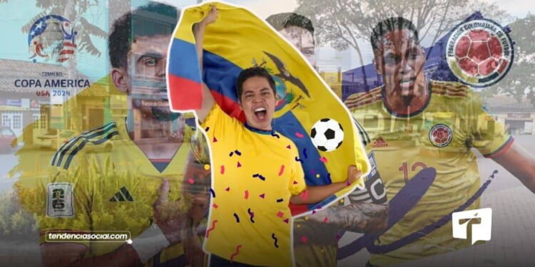 Hinchas de la Selección Colombia en Soacha, listos hoy 10 de julio para ver el partido contra Uruguay. | Foto: Conmebol | Composición: TendenciaSocial.com